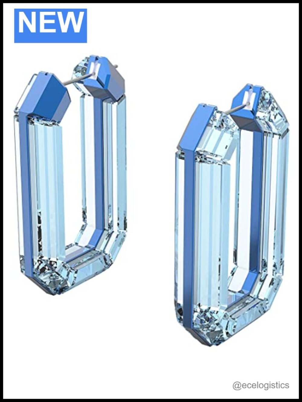 Lucent Hoop Pierced Earrings Crystal Post Fastening Statement Jewelry